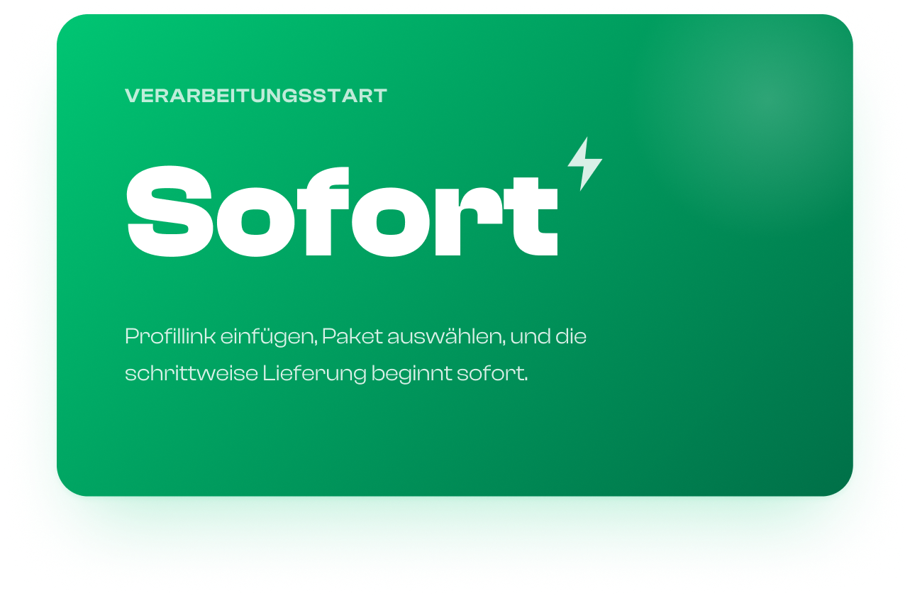 Sofortige Auftragsabwicklung