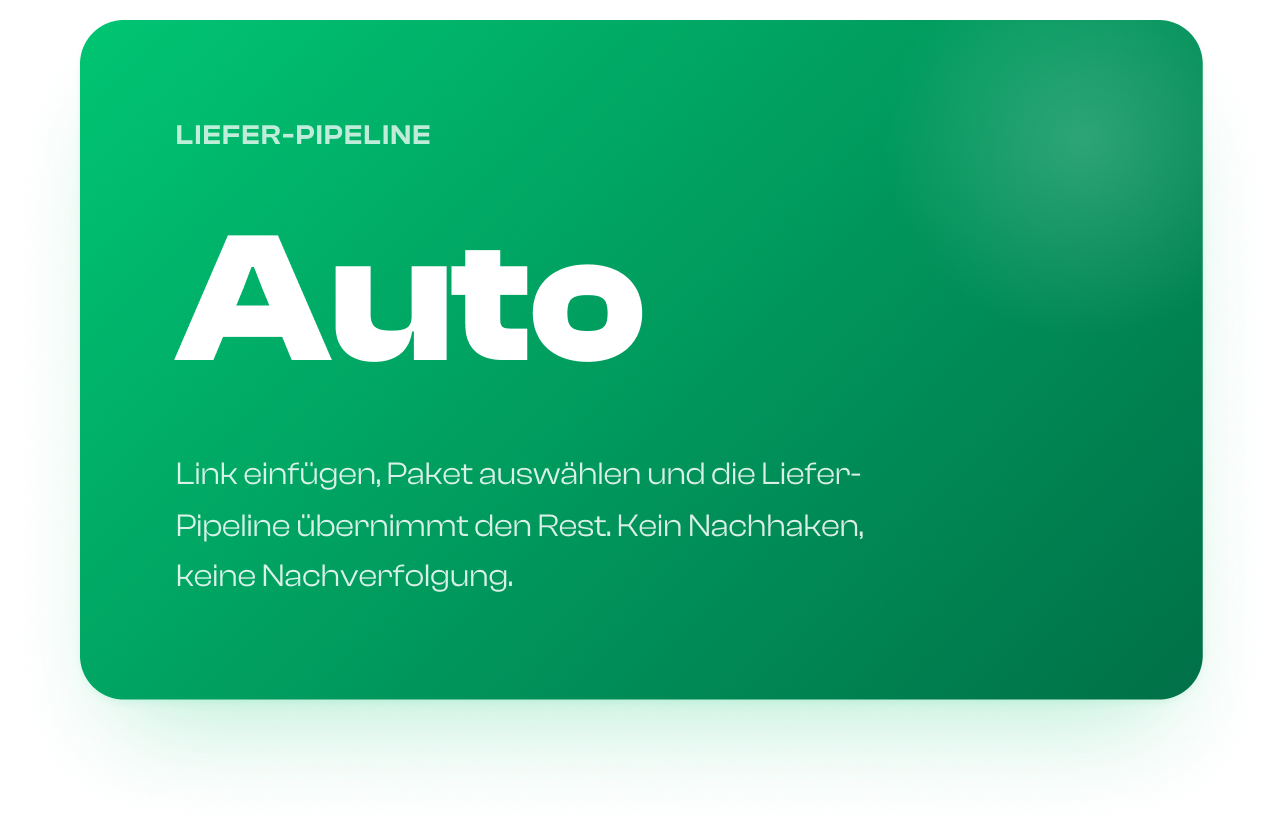 Sofortige Auftragsabwicklung