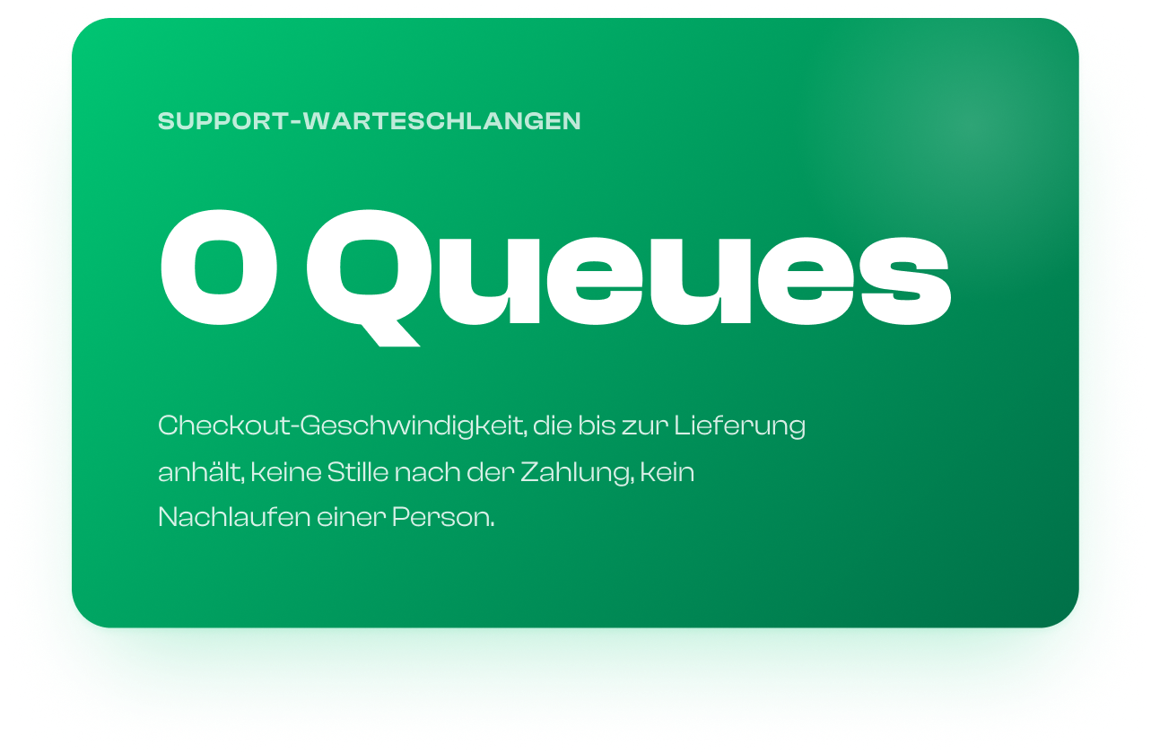 Sofortige Auftragsabwicklung