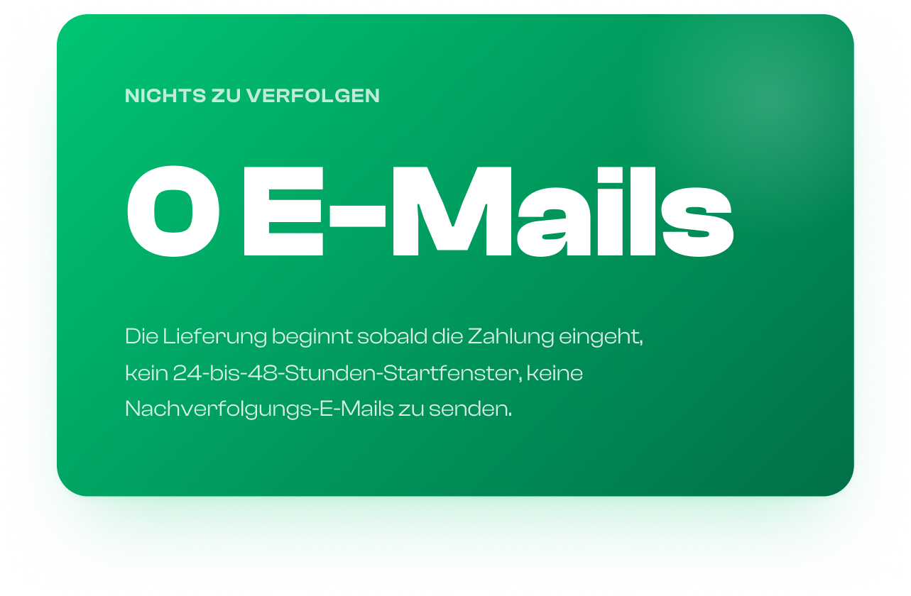 Sofortige Auftragsabwicklung